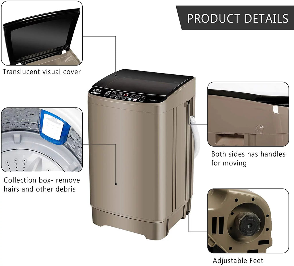 Portable Compact Washing Machine 15.6 lbs with Drain Pump T989