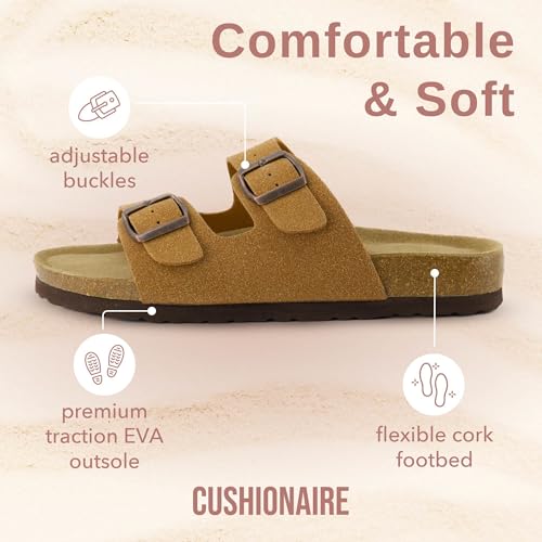 Women's Cork Footbed Sandals with Double Buckle Slip-On and Arch Support U61950