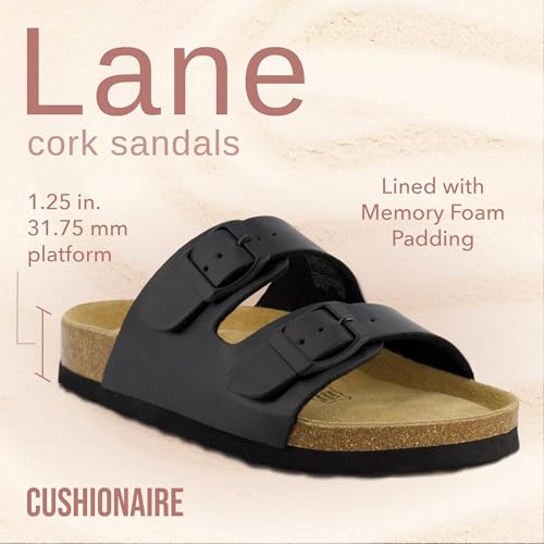 Women's Cork Footbed Sandals with Double Buckle Slip-On and Arch Support U61950