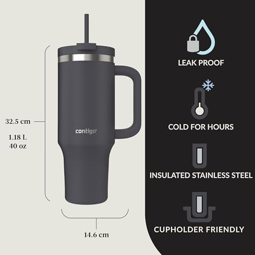 40oz Stainless Steel Vacuum Insulated Tumbler, Leak-Proof, Cold for 29 Hours O99583