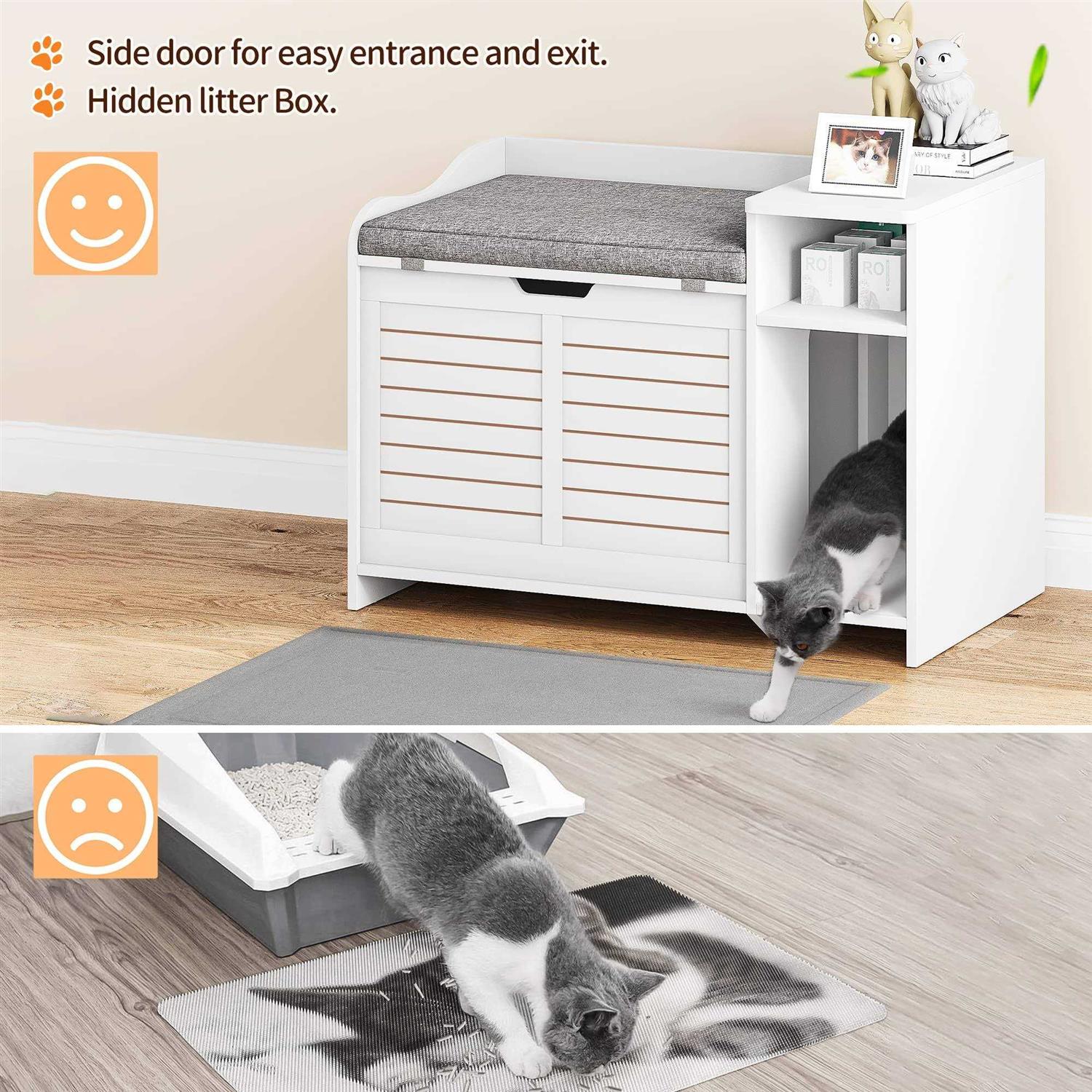 Cat Litter Box Enclosure with Top Opening and Cushion W5486