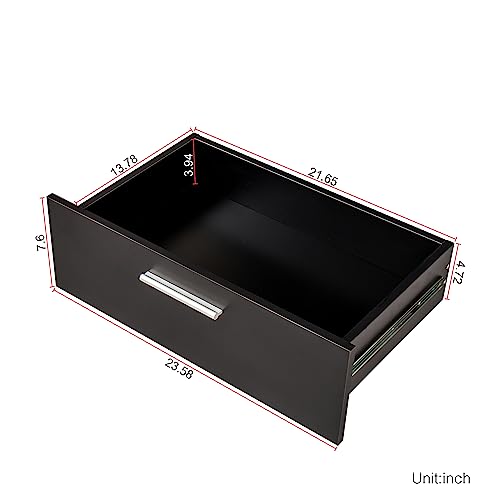 8 Drawer Double Dresser for Bedroom, Modern Black with Metal Handle S28707