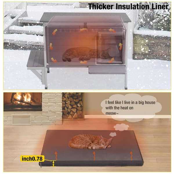 Insulated Outdoor Cat House with Warm Liner B79884