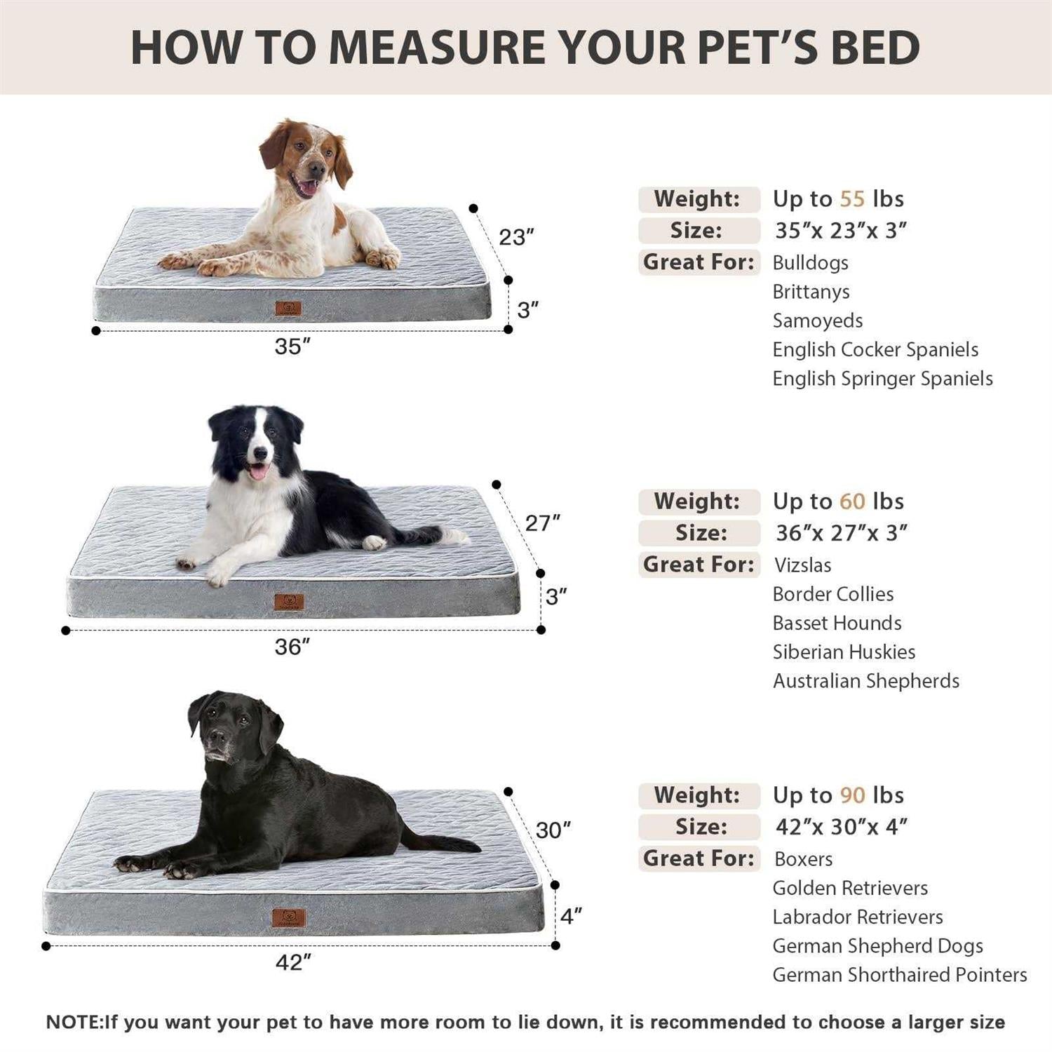 Orthopedic Dog Bed for Large Dogs, Waterproof with Removable Washable Cover D3512