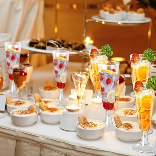 Champagne Flutes Plastic 40 Pcs Gold Glitter Disposable Wedding Party Cups Q321173