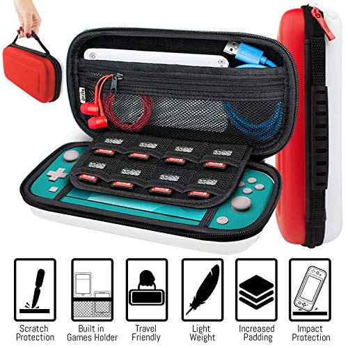 Switch Lite Accessories Bundle with Case, Screen Protector, USB Cable, Games Holder, Grip Case, Headphones, Thumb-Grip Pack K6558