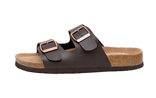 Women's Cork Footbed Sandals with Double Buckle Slip-On and Arch Support U61950