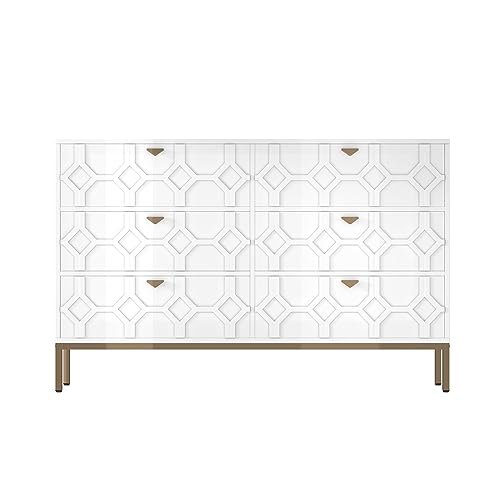 6 Drawer Double Dresser, Modern Wood Chest for Living Room P585951