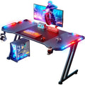 Gaming Desk with LED Lights Carbon Fibre Surface Computer Desk T641