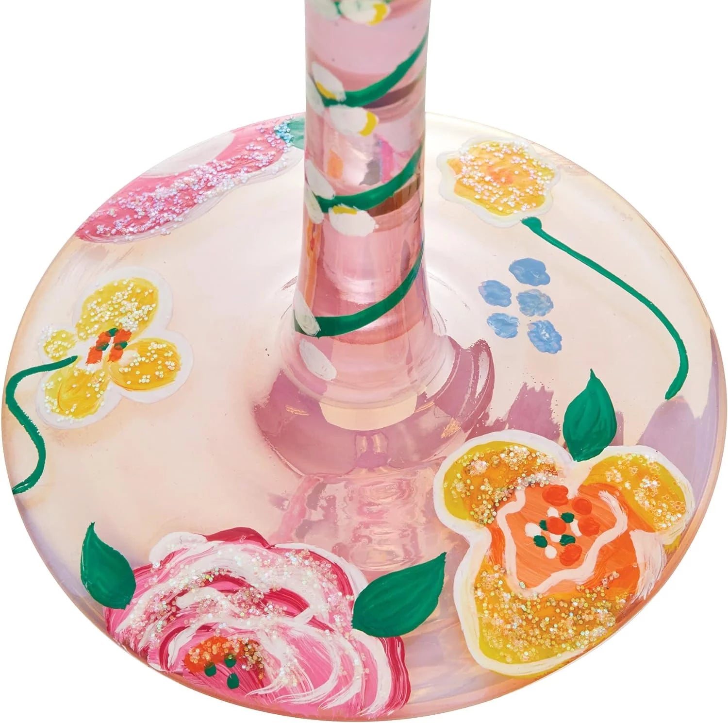 Floral Hand-Painted Artisan Wine Glass D870