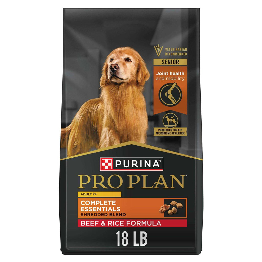 Purina Pro Plan Senior Adult 7+ Complete Essentials Shredded Blend Beef &amp; Rice Formula High Protein Dog Food - Pet Supplies online store