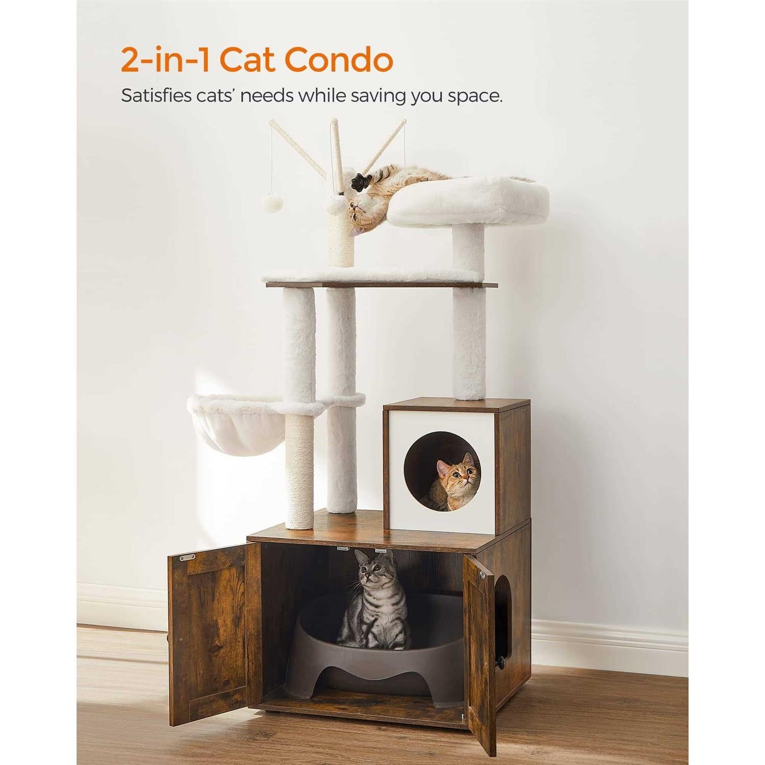 Cat Tree with Litter Box Enclosure 2-in-1 Modern Tower Z799