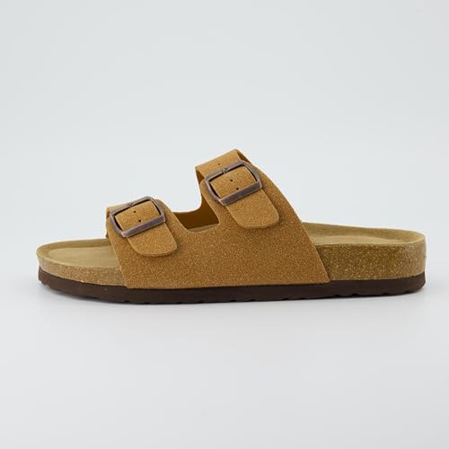Women's Cork Footbed Sandals with Double Buckle Slip-On and Arch Support U61950