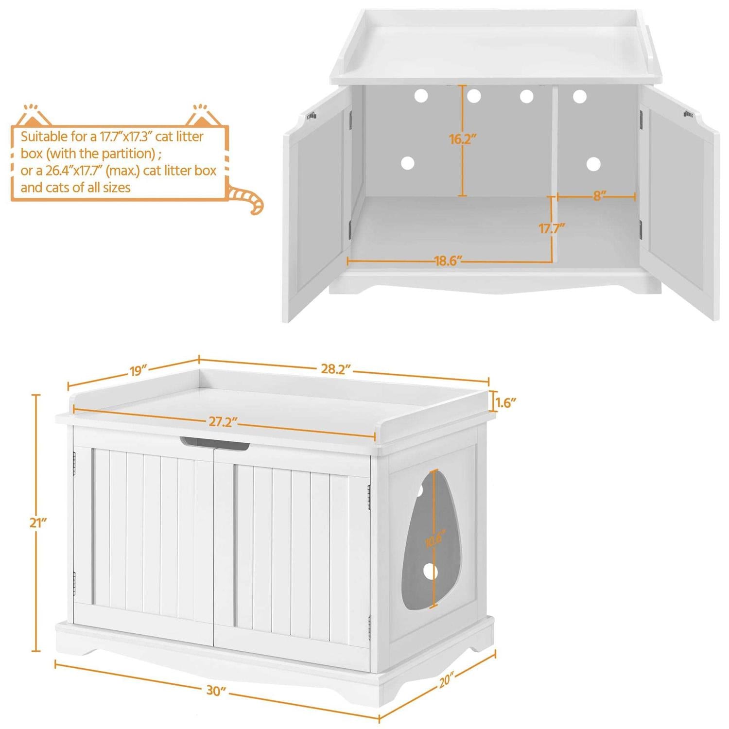 White Decorative Furniture Hidden Cat Litter Box S4071