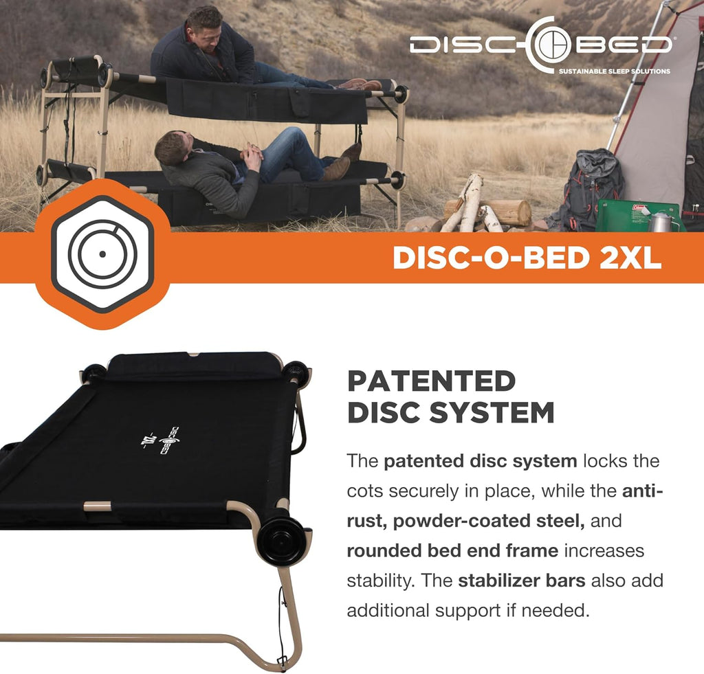Outdoor Convertible 2 Person Camping Cot with Side Organizers X6281