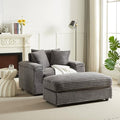 Corduroy Fabric Sofa Couch with 2 Ottomans, 86.6 Inch Width Oversize Loveseat, 3 Seater Comfy Cloud Couch for Living Room Bedroom Apartment-Grey