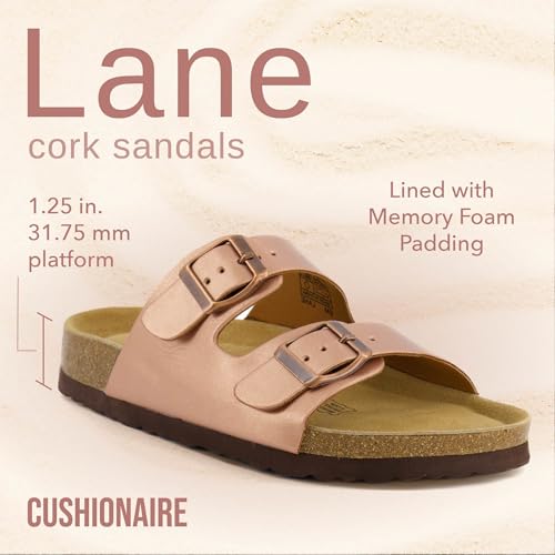 Women's Cork Footbed Sandals with Double Buckle Slip-On and Arch Support U61950