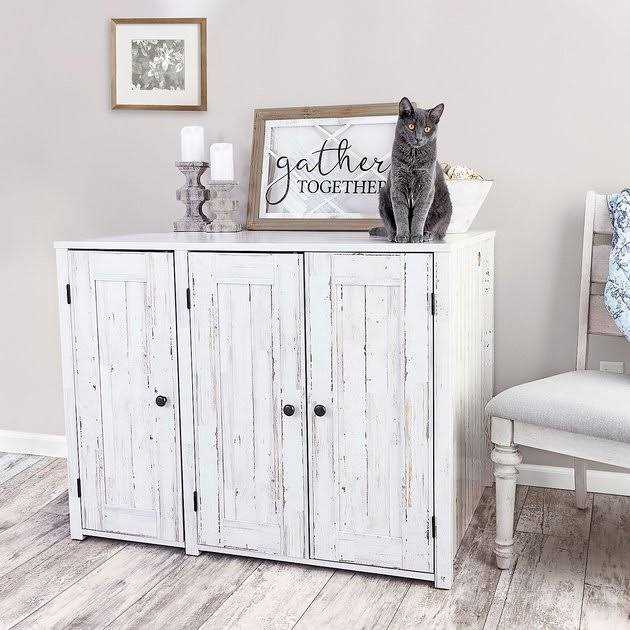 Cat Litter Box Cabinet with Cat Credenza J935