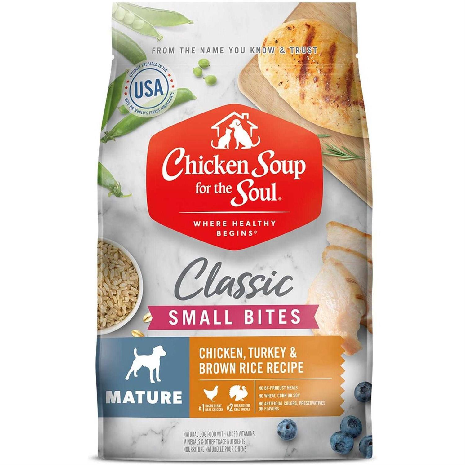 Chicken Soup for The Soul Chicken Turkey &amp; Brown Rice Recipe Small Bites Dry Dog Food - Pet Supplies online store