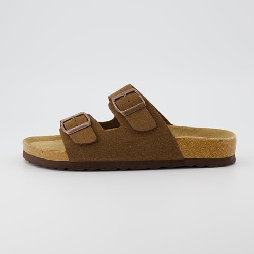 Women's Cork Footbed Sandals with Double Buckle Slip-On and Arch Support U61950