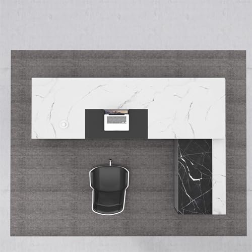 L-Shaped Executive Desk with Charging Station and Storage Shelves W581