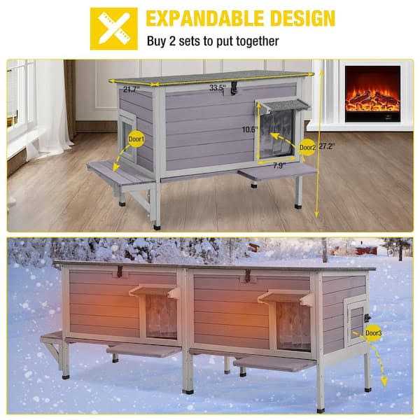Insulated Outdoor Cat House with Warm Liner B79884