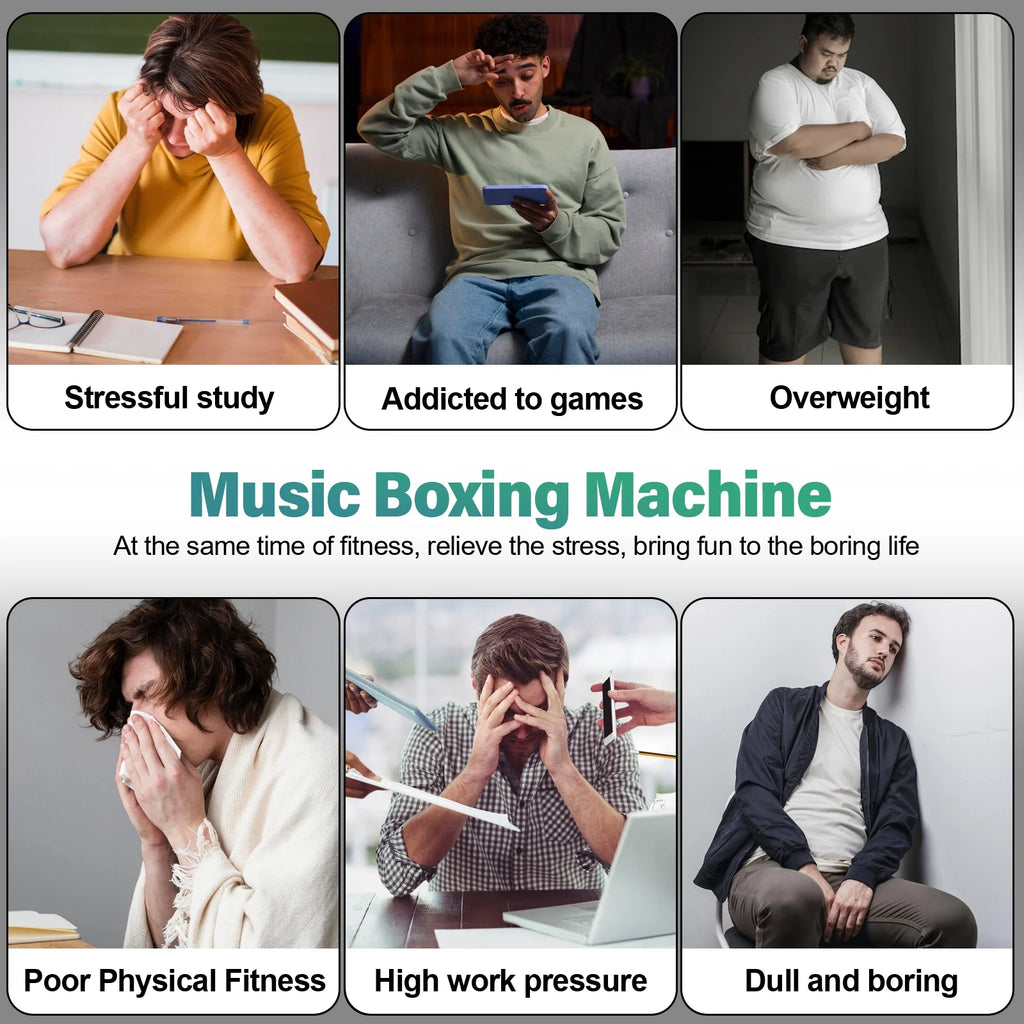 Music Boxing Machine with Bluetooth, Wall Mounted Punching Trainer with Gloves Z81252