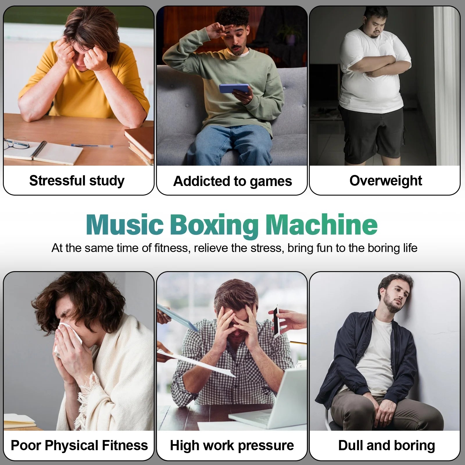 Music Boxing Machine with Bluetooth, Wall Mounted Punching Trainer with Gloves Z81252