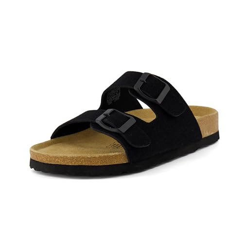 Women's Cork Footbed Sandals with Double Buckle Slip-On and Arch Support U61950
