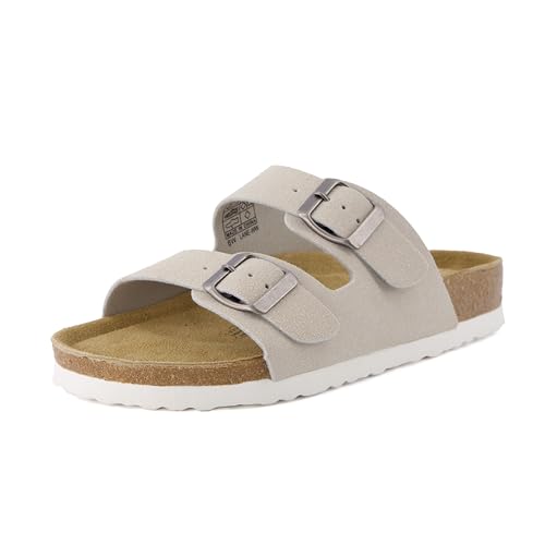 Women's Cork Footbed Sandals with Double Buckle Slip-On and Arch Support U61950