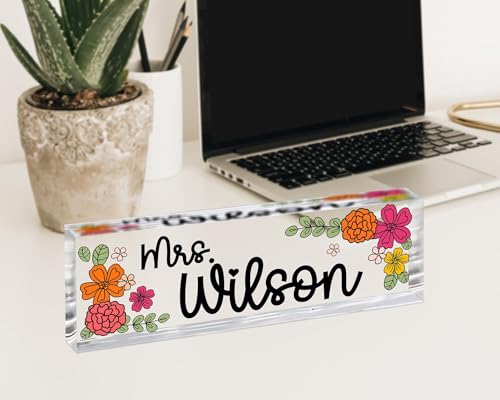 Teacher Desk Name Plate, Acrylic Block, Rainbow Decor U232131