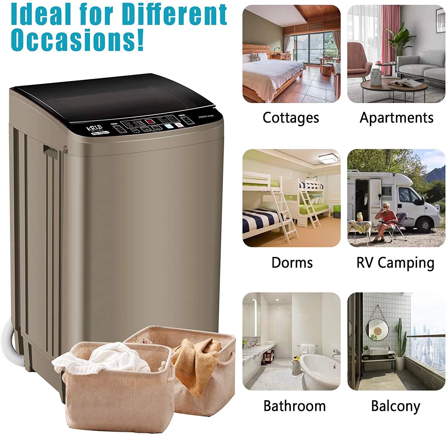 Portable Compact Washing Machine 15.6 lbs with Drain Pump T989
