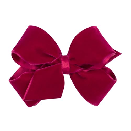 Girls' Velvet Hair Bow on No-Slip Clip, Satin Lining, Mini Q60568