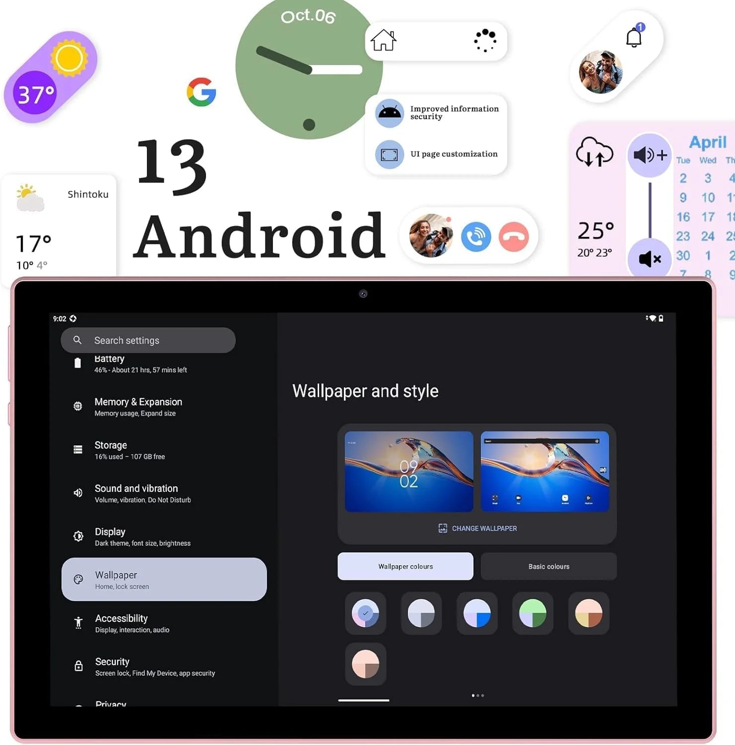 10.1 inch 2 in 1 Tablet with Keyboard, 8GB RAM 64GB ROM, Case Mouse Stylus F6412