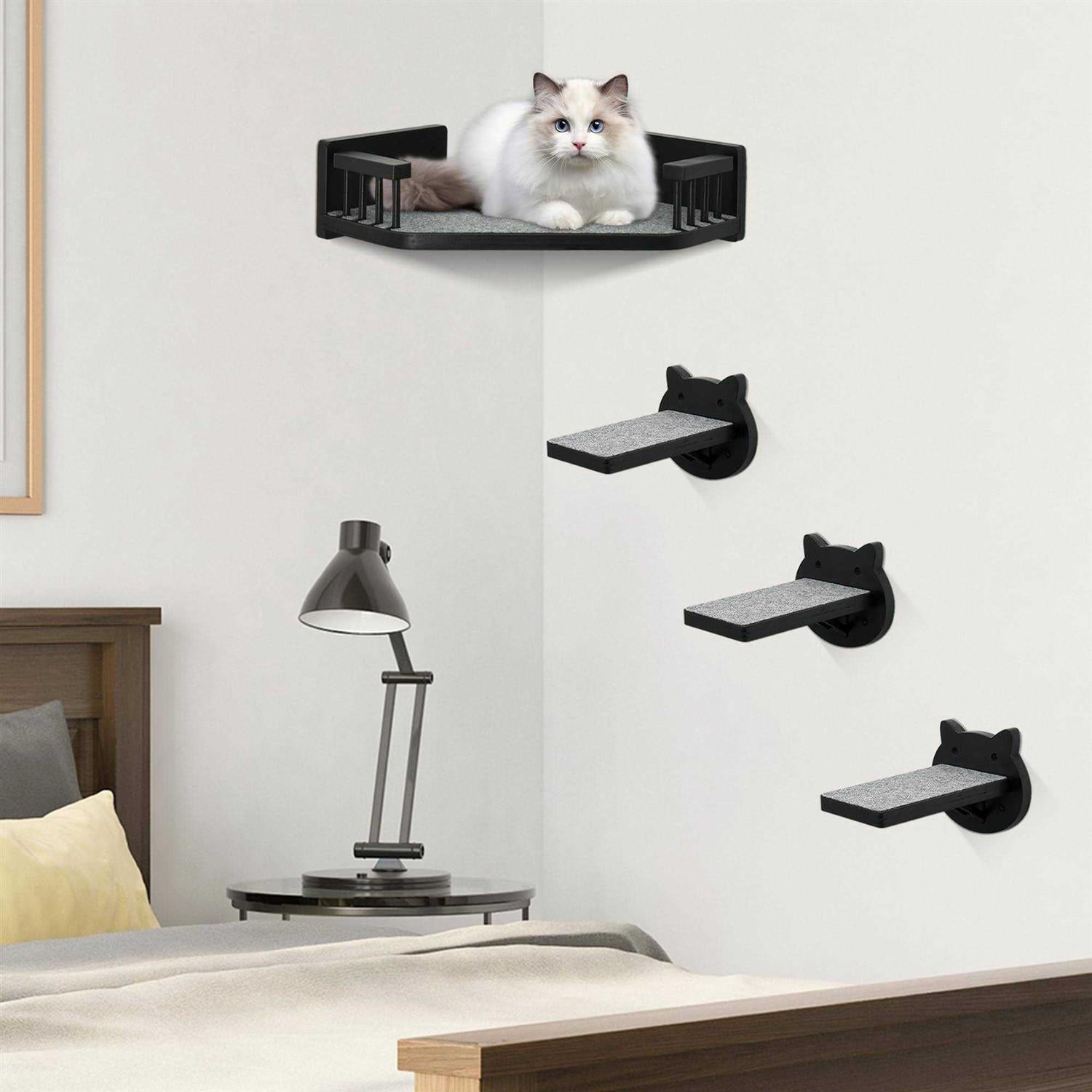 Cat Wall Shelves with 3 Steps for Climbing and Perching D17518