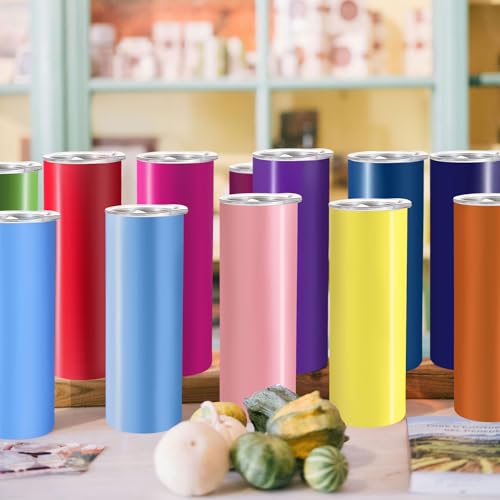 16 oz Skinny Tumbler with Lid and Straw, Stainless Steel, 16 Pack C113073