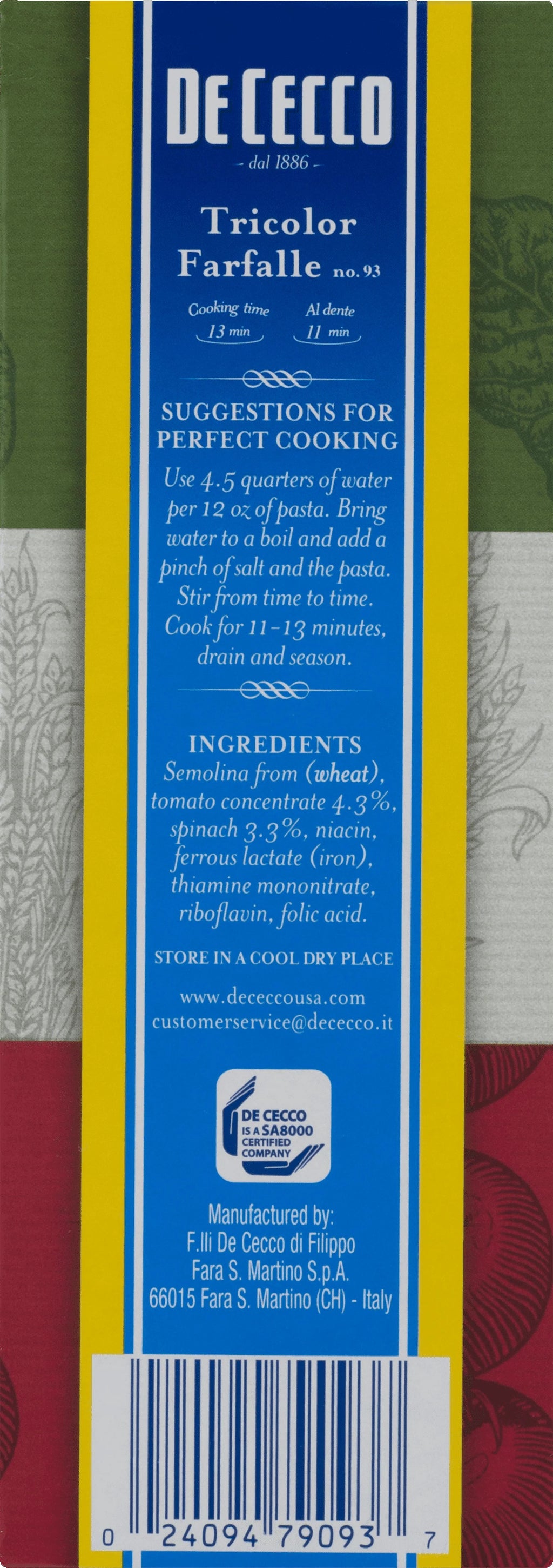 Tricolor Farfalle Pasta, 12 Oz C172