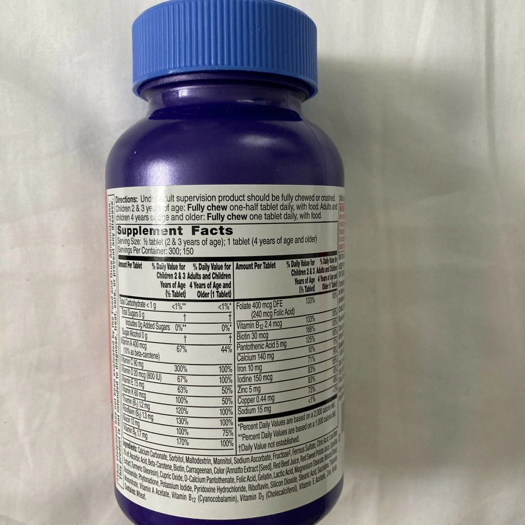 Chewable Multivitamin Tablets, 150 Count (Pack of 3) B80360