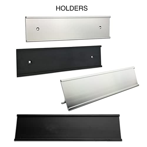 Desk Name Plates with Aluminum Holder, Laser Engraved, Two Lines of Text, 2x8 Inches P3050