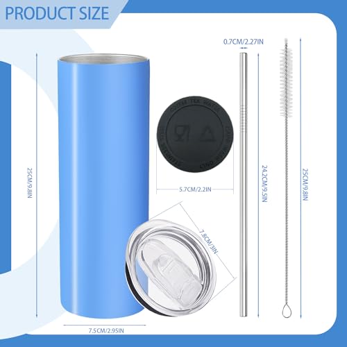 16 oz Skinny Tumbler with Lid and Straw, Stainless Steel, 16 Pack C113073