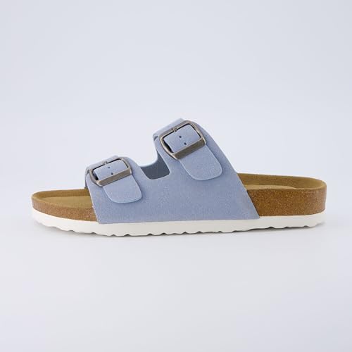 Women's Cork Footbed Sandals with Double Buckle Slip-On and Arch Support U61950