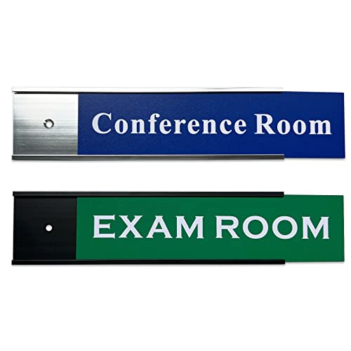 Desk Name Plates with Aluminum Holder, Laser Engraved, Two Lines of Text, 2x8 Inches P3050