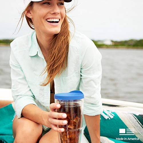 Double Walled Insulated Tumbler Travel Cup, 24oz 2pk, Blue Lid V78473