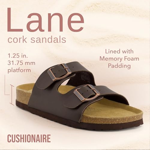 Women's Cork Footbed Sandals with Double Buckle Slip-On and Arch Support U61950