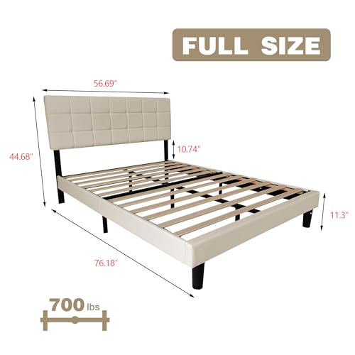 Full Size Upholstered Platform Bed Frame with Adjustable Headboard F226289
