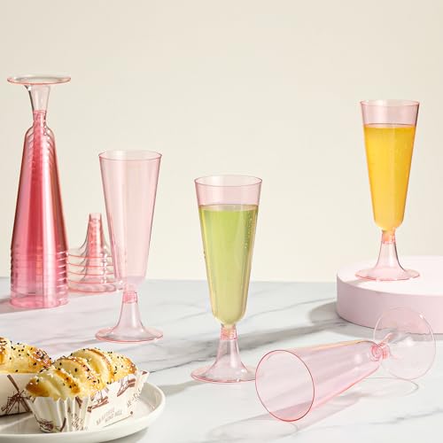 Champagne Flutes Plastic 40 Pcs Gold Glitter Disposable Wedding Party Cups Q321173