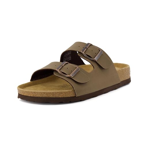 Women's Cork Footbed Sandals with Double Buckle Slip-On and Arch Support U61950