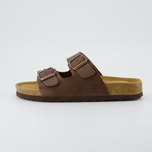 Women's Cork Footbed Sandals with Double Buckle Slip-On and Arch Support U61950