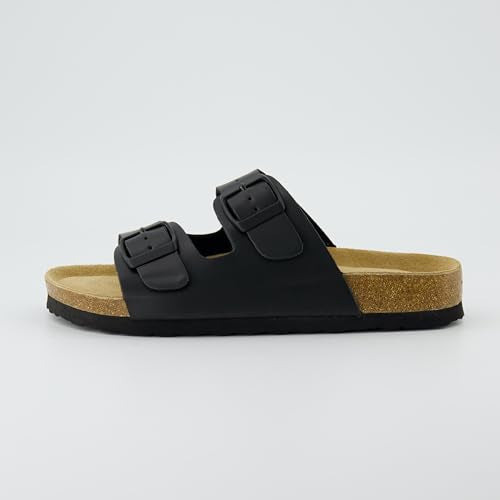 Women's Cork Footbed Sandals with Double Buckle Slip-On and Arch Support U61950