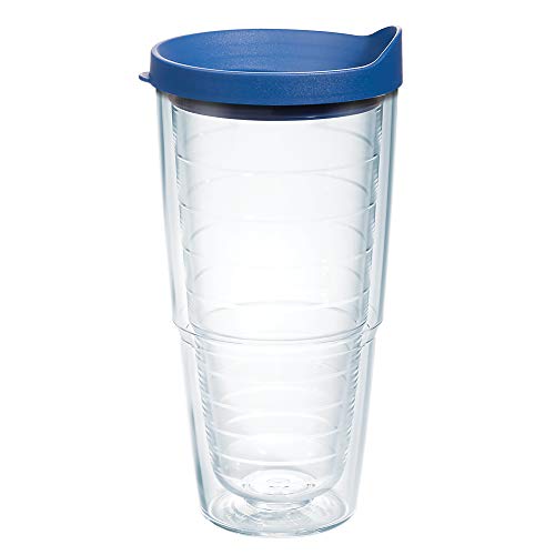 Double Walled Insulated Tumbler Travel Cup, 24oz 2pk, Blue Lid V78473
